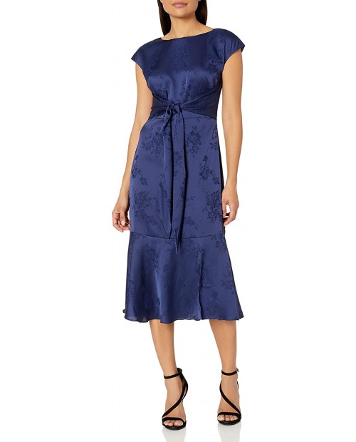 Adrianna Papell Women's Satin Jacquard Midi Tie Dress at  Women’s Clothing store
