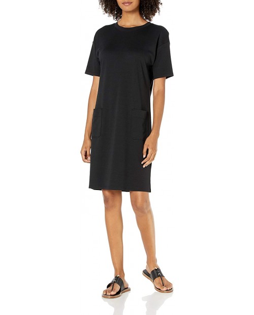  Brand - Daily Ritual Women's Pima Cotton and Modal Interlock Patch-Pocket T-Shirt Dress