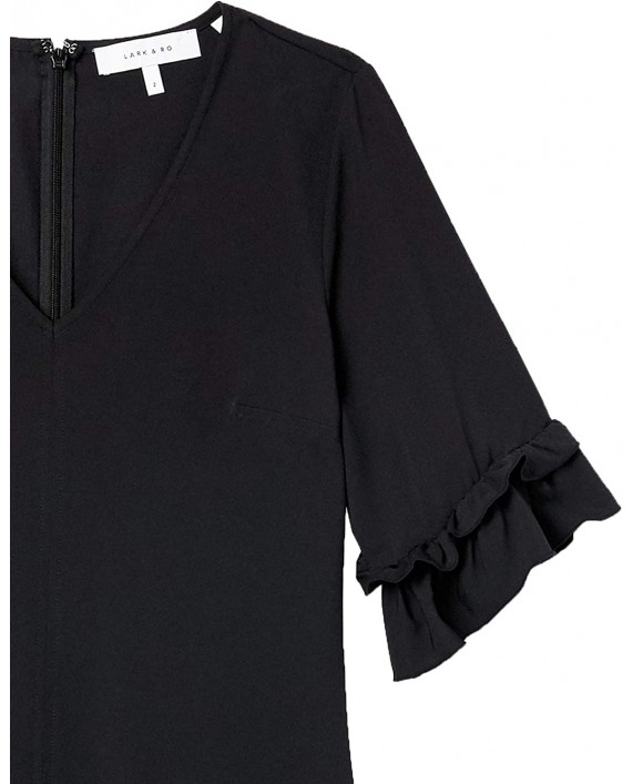 Brand - Lark & Ro Women's Florence Ruffle Half Sleeve V-Neck Sheath Dress