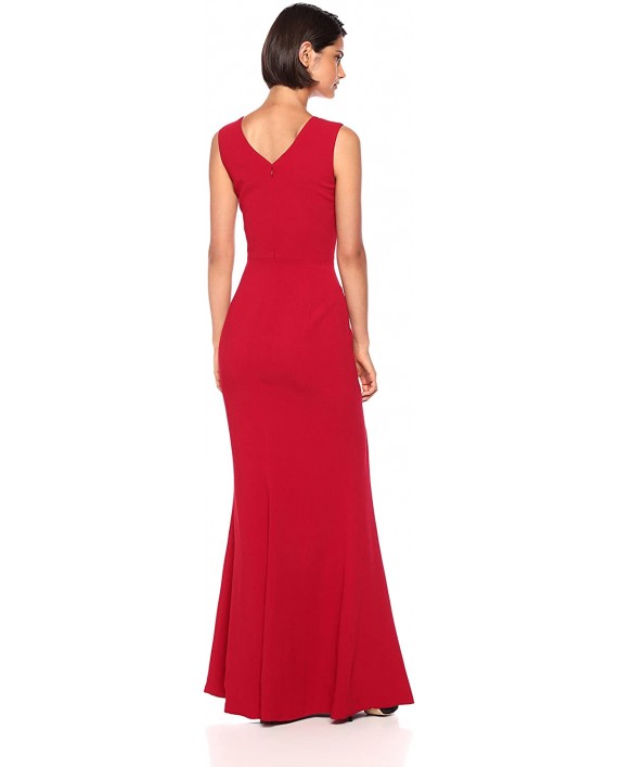 Dress the Population Women's Sandra Plunging Thick Strap Solid Gown with Slit Dress at Women’s Clothing store