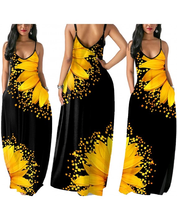 DvaeMalligo Women's Casual Maxi Dresses Summer Sexy Stripe Long Floor Length Sleeveless Colorful Sundresses Plus Size at Women’s Clothing store