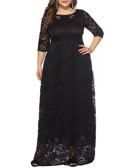 Eternatastic Womens Floral Lace 2 3 Sleeves Maxi Dress Plus Size Evening Party Dress