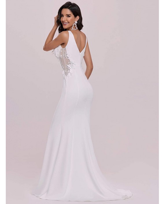 Ever-Pretty Womens V Neck Applique Bodycon Mermaid Wedding Dress for Bridal 0262