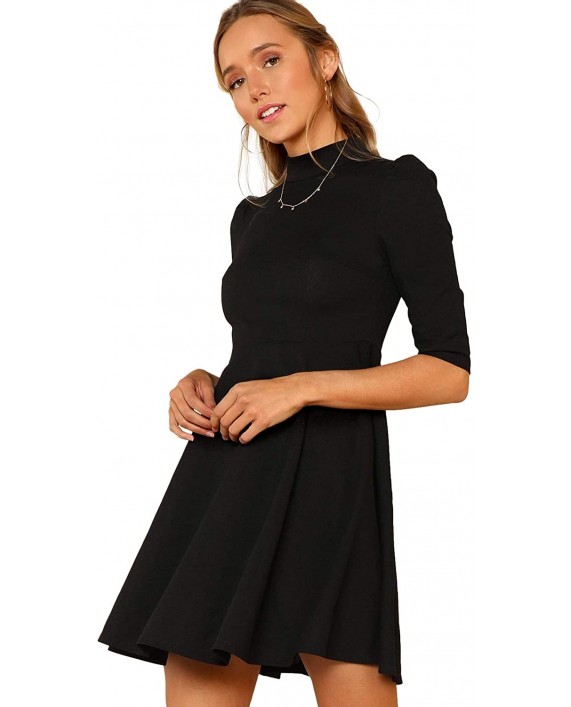 Floerns Women's Mock Neck Fit and Flare Dress at Women’s Clothing store