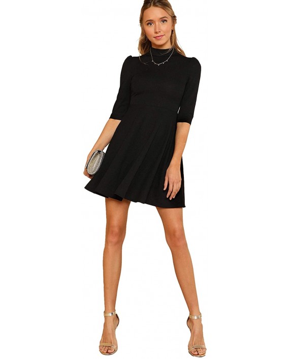 Floerns Women's Mock Neck Fit and Flare Dress at Women’s Clothing store