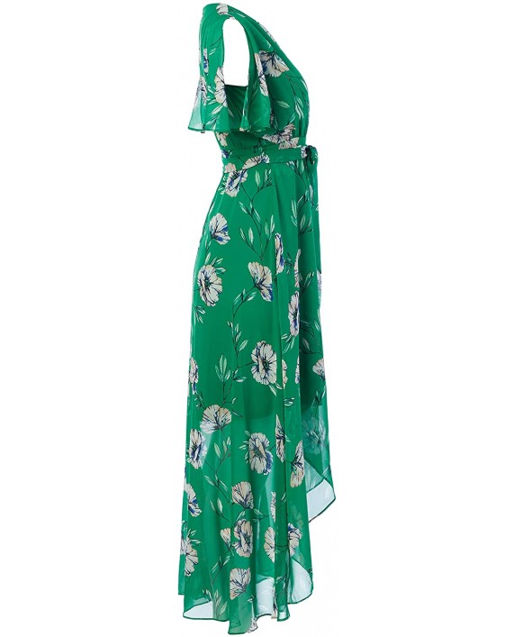 Jessica Howard Women's Butterfly Sleeve Bodice Maxi Dress with High Low Flounce Skirt and Tie Sash at Women’s Clothing store