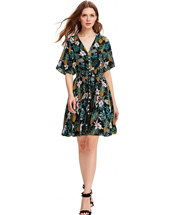 Milumia Women's Boho Button Up Split Floral Print Flowy Party Dress at Women’s Clothing store