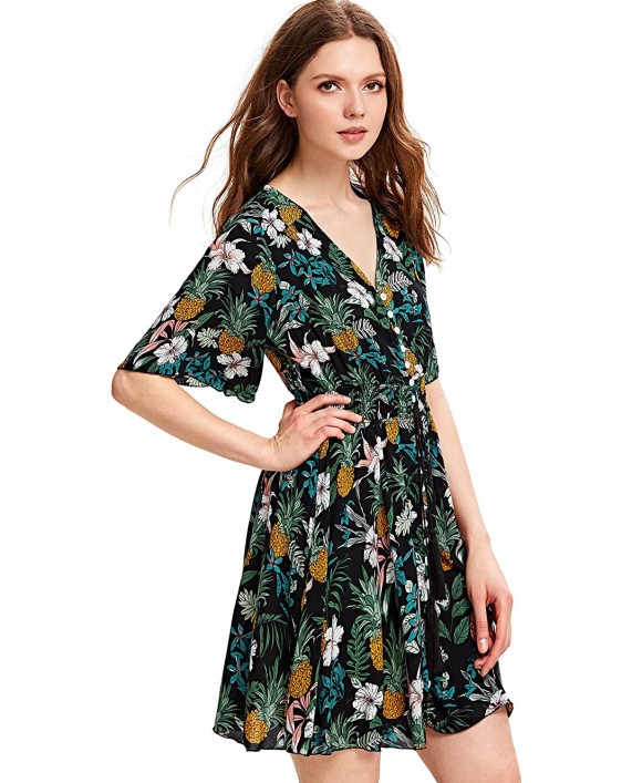Milumia Women's Boho Button Up Split Floral Print Flowy Party Dress at Women’s Clothing store
