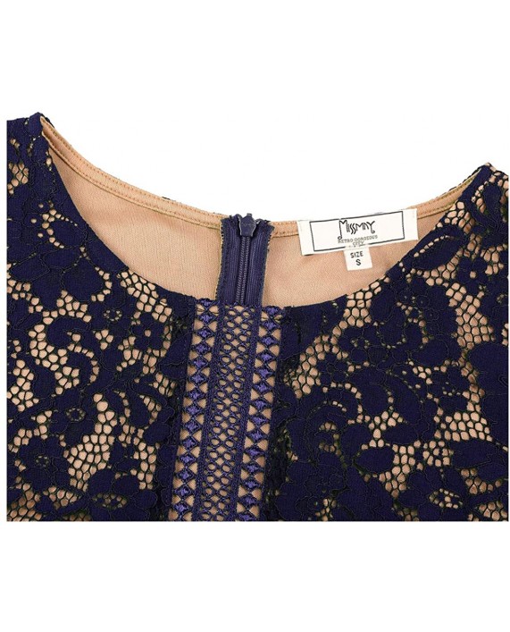 MISSMAY Women's Vintage Full Lace Contrast Flare Sleeve Big Swing A-Line Dress