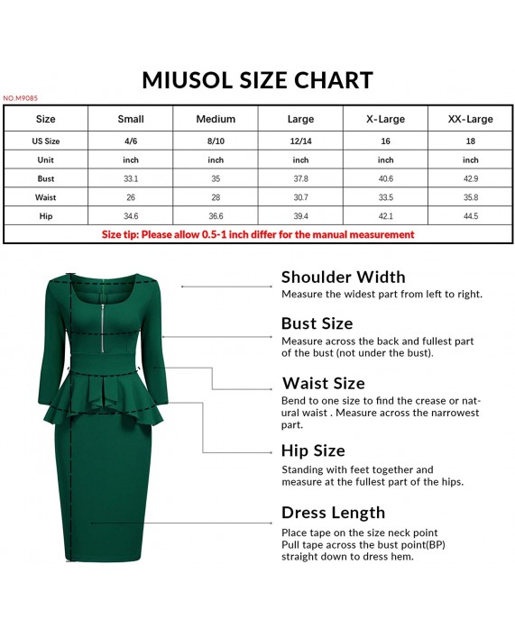 Miusol Women's Retro Square Neck Ruffle Style Slim Business Pencil Dress at Women’s Clothing store