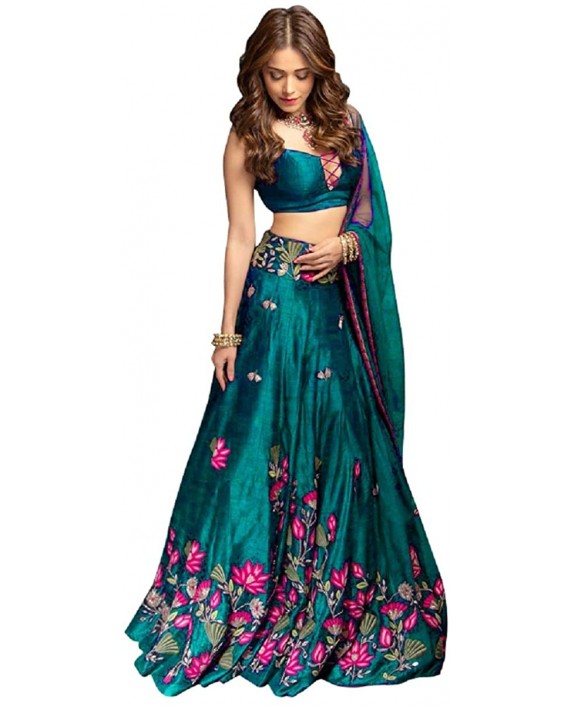 Skyview Fashion Exclusive Indian Bollywood Lengha Designer Semi Stitch Lehenga Choli Rama at Women’s Clothing store