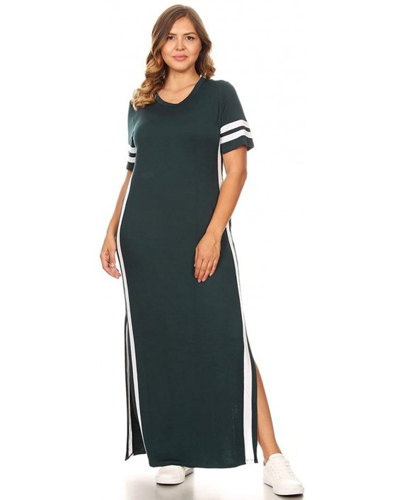 SWEETKIE Striped Maxi Dress Short Sleeved Side Slits Plus Size at Women’s Clothing store