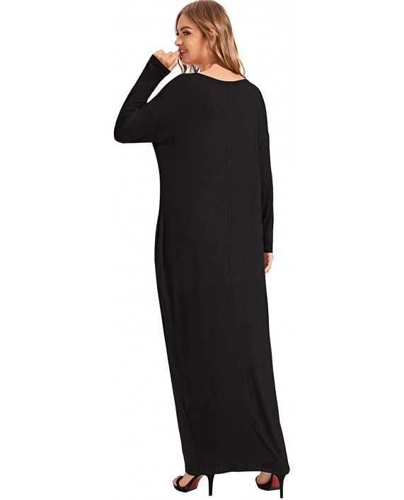 Verdusa Women's Long Sleeve Pocketed Loose Long Lounge Maxi Dress at Women’s Clothing store