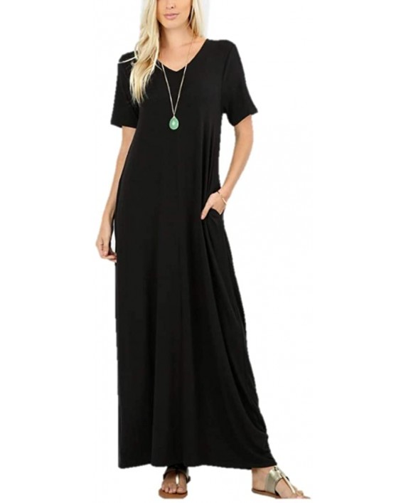 Zenana Women's Premium Casual Long Relaxed Loose T-Shirt Maxi Dress with Half Sleeves and Pockets S-3XL at Women’s Clothing store