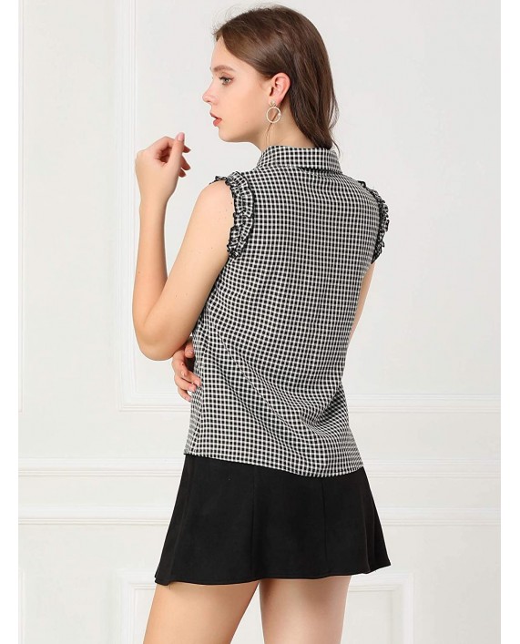 Allegra K Women's Office Bow Tie Turndown Collar Ruffle Button Down Blouse Shirt at Women’s Clothing store