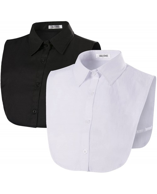 ANZERMIX Women's Detachable Dickey Shirt Collar 2 Pack Basic White+Black at  Women’s Clothing store
