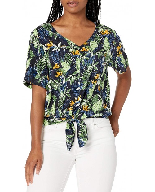  Brand - 28 Palms Women's 100% Rayon Hawaiian Tie Front Aloha Blouse Shirt