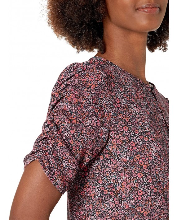 Brand - Lark & Ro Women's Ruched Sleeve Woven Blouse