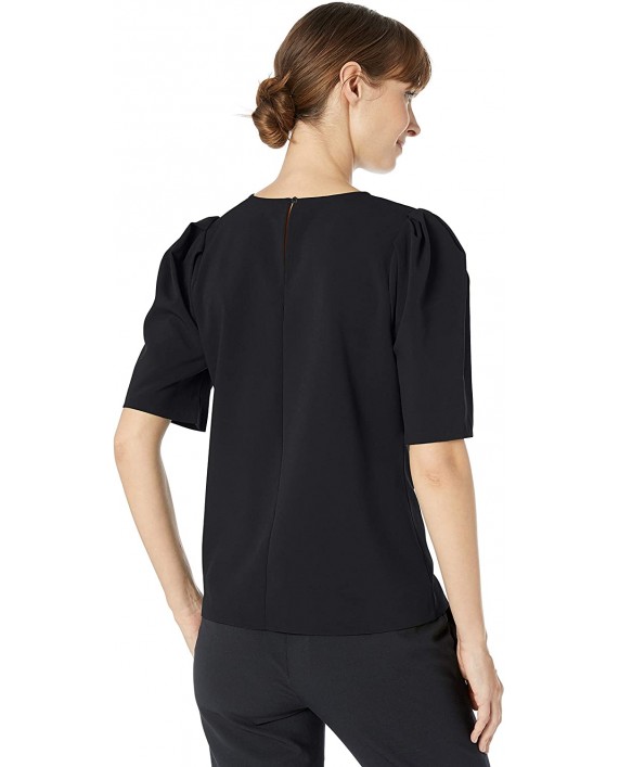 Brand - Lark & Ro Women's Stretch Woven Half Sleeve Crew Neck Shirt