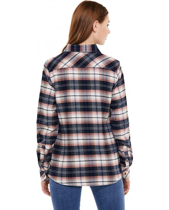 CQR Women's Plaid Flannel Shirt Long Sleeve All-Cotton Soft Brushed Casual Button Down Shirts