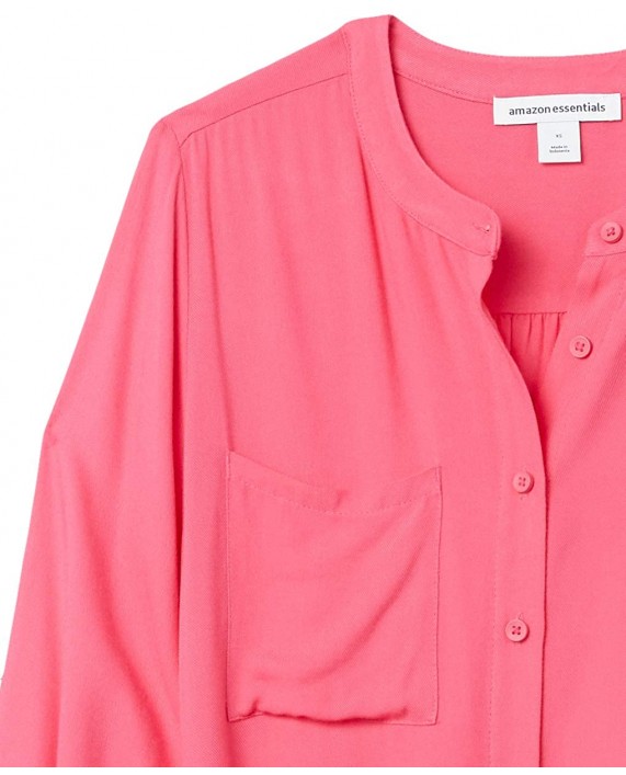Essentials Women's Long-Sleeve Banded Collar Shirt Dress