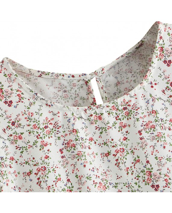 Floerns Women's Cute Ditsy Floral Print Frill Sleeve Blouse Top at Women’s Clothing store