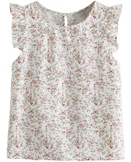 Floerns Women's Cute Ditsy Floral Print Frill Sleeve Blouse Top at  Women’s Clothing store