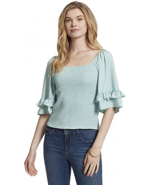 Jessica Simpson Women's Sylvia Butterfly Elbow Sleeve Smocked Top at Women’s Clothing store