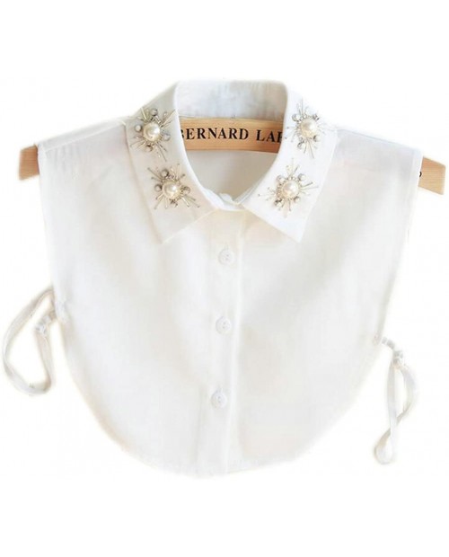 Joyci Stylish Pearl Peter Pan Fake Collar Detachable Shirt Dickey False Collar White at Women’s Clothing store