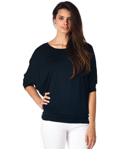 Jubilee Couture Women's Color Dolman 3 4 Sleeve Pullover Tee Shirt Top Blouse at Women’s Clothing store