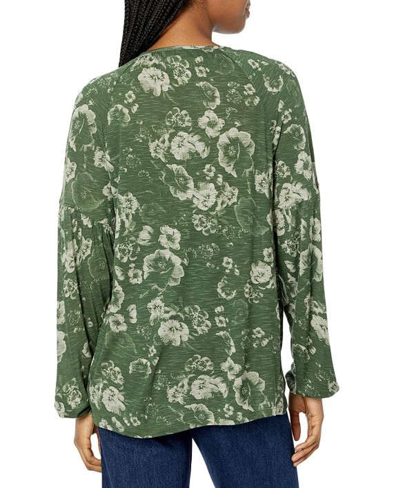 Lucky Brand Women's Puff Sleeve Split Neck Floral Print Peasant Top at Women’s Clothing store