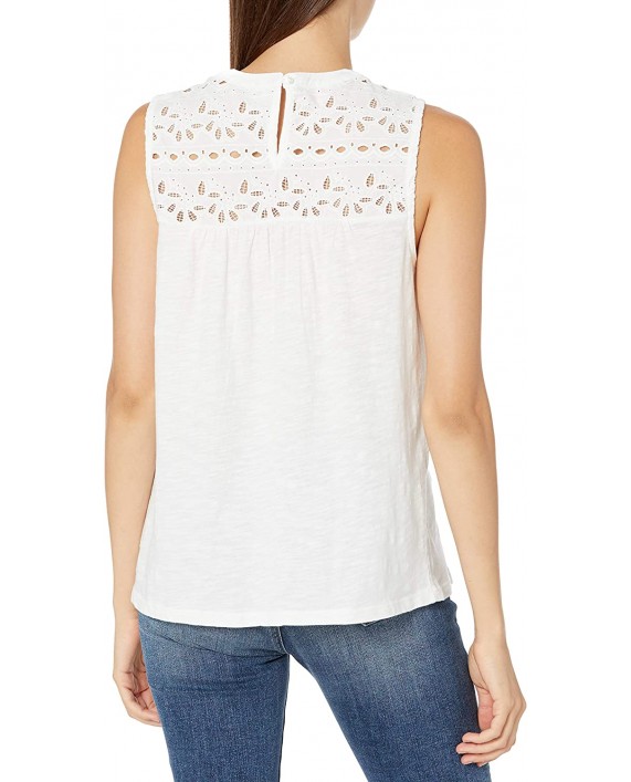 Lucky Brand Women's Sleeveless Crew Neck Embroidered Shiffly Top at Women’s Clothing store