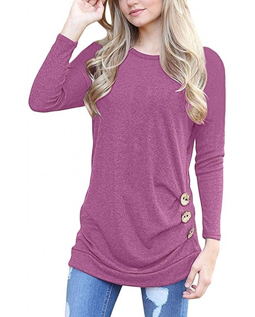 MOLERANI Women's Casual Long Sleeve Round Neck Loose Tunic T Shirt Blouse Tops at Women’s Clothing store