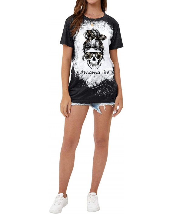 MYMORE Womens Feeling Idgaf-ish Today T Shirt Mama Skull Graphic Tees Tops