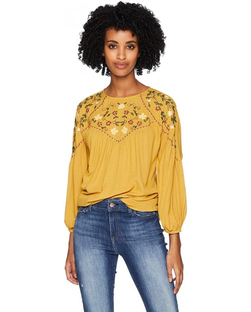 Serene Bohemian Women's Top with Embroidered Yoke Panels