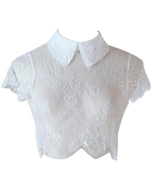 Sexy Fake Collar for Women Girl Lace Detachable Fashion Faux Collars Blouse for Girls White at  Women’s Clothing store