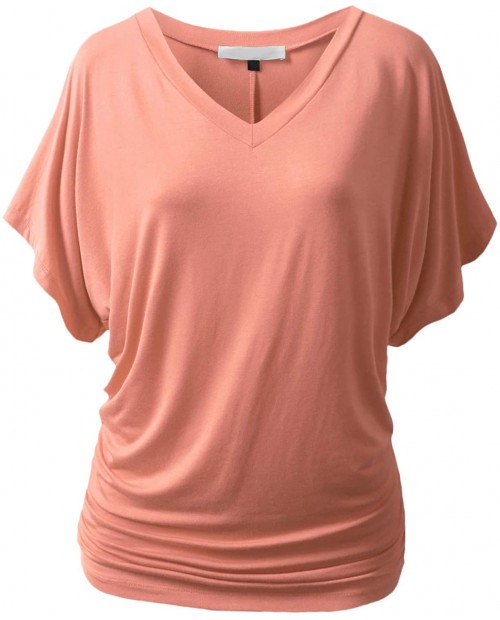 URBANCLEO Womens Short Sleeve Dolman Drape Top Shirts Plus at Women’s Clothing store