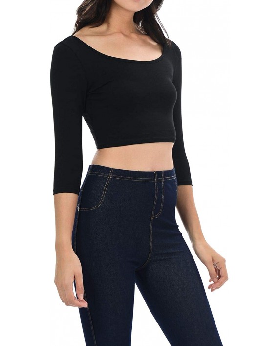 Womens Trendy Solid Color Basic Scooped Neck and Back Crop Top at Women’s Clothing store