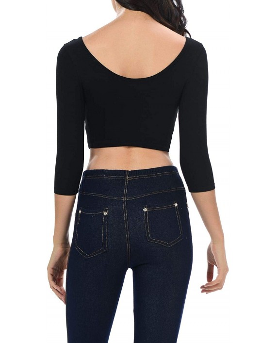 Womens Trendy Solid Color Basic Scooped Neck and Back Crop Top at Women’s Clothing store