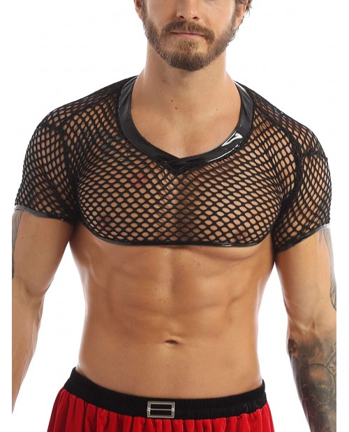 Agoky Mens Summer Transparent Fishnet Muscle Crop Tank Top Slim Fit Harness Clubwear at  Men’s Clothing store