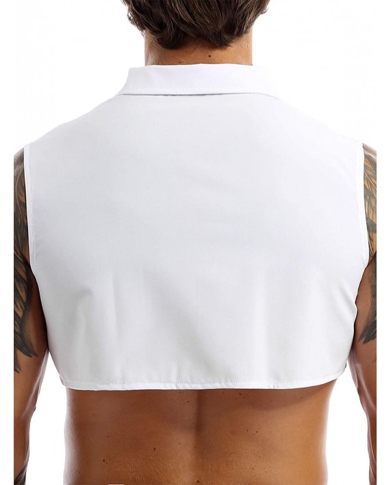 Lejafay Mens Adult Cotton Sleeveless Detachable Dickey Collar Solid Half Shirts False Collar Crop Top at Men’s Clothing store