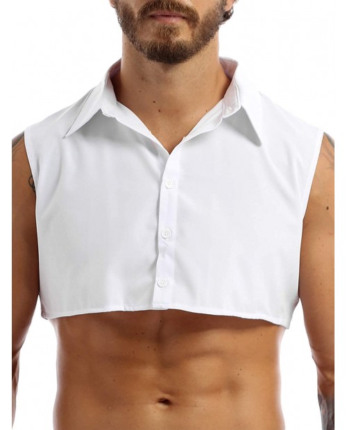 Lejafay Mens Adult Cotton Sleeveless Detachable Dickey Collar Solid Half Shirts False Collar Crop Top at  Men’s Clothing store