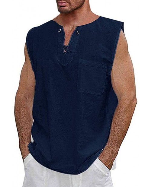 Mens Sleeveless Shirts Summer Beach Tank Tops V Neck Shirts Country Boy T Shirts Lace Up Vest at  Men’s Clothing store