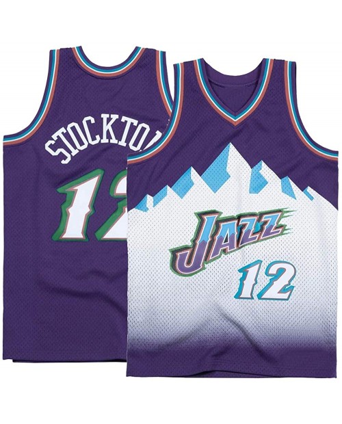 Men's Stockton Shirts Jerseys 12 Basketball Adult Sports Athletics Retro John Purple at Men’s Clothing store