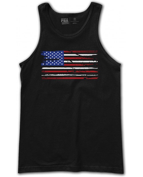 Tactical Pro Supply American Flag Military Army Mens Tank Top - 100% Cotton Printed & Packaged in The USA Black at Men’s Clothing store