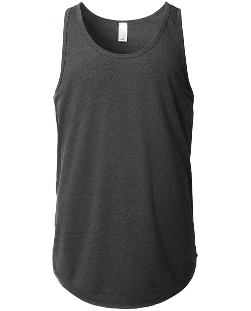 URBANCREWS Mens Hipster Hip Hop Classic Casual Solid Tank Top T-Shirt at Men’s Clothing store