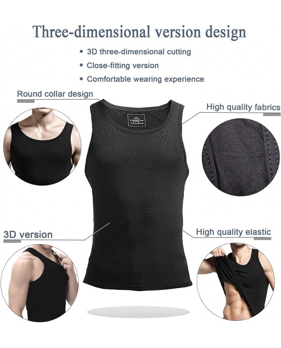 Zariocy Mens Compression Shirt Slimming Body Shaper Slim Tank Top Vest at Men’s Clothing store