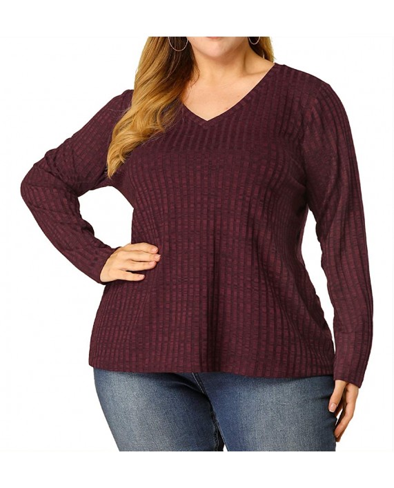Agnes Orinda Women's Plus Size Tops Loose V Neck Casual Long Sleeve Top Valentine's Day at Women’s Clothing store