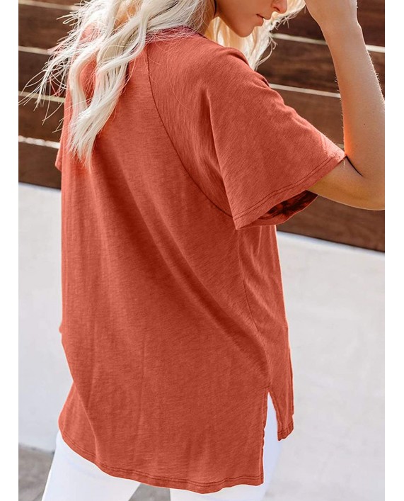 Aleumdr Womens Summer Crewneck Short Sleeve Top Casual Loose T Shirt Blouses S-XXL