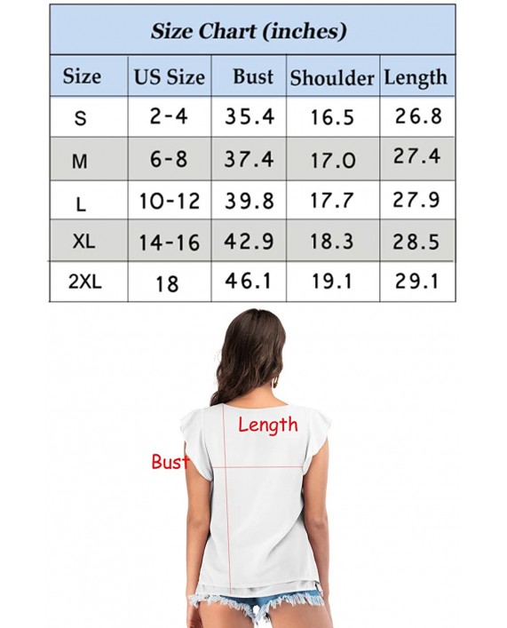 Alice CO Women's Summer V Neck Cap Sleeve Chiffon Casual Flowy Blouse Shirts at Women’s Clothing store
